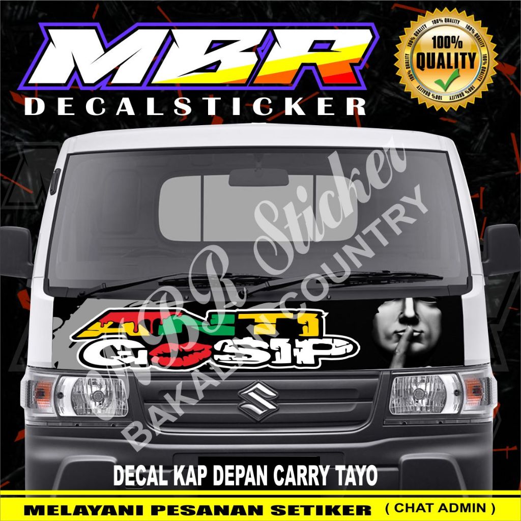 stiker anti gosip,DECAL KAP DEPAN CARRY TAYO ANTI GOSIP