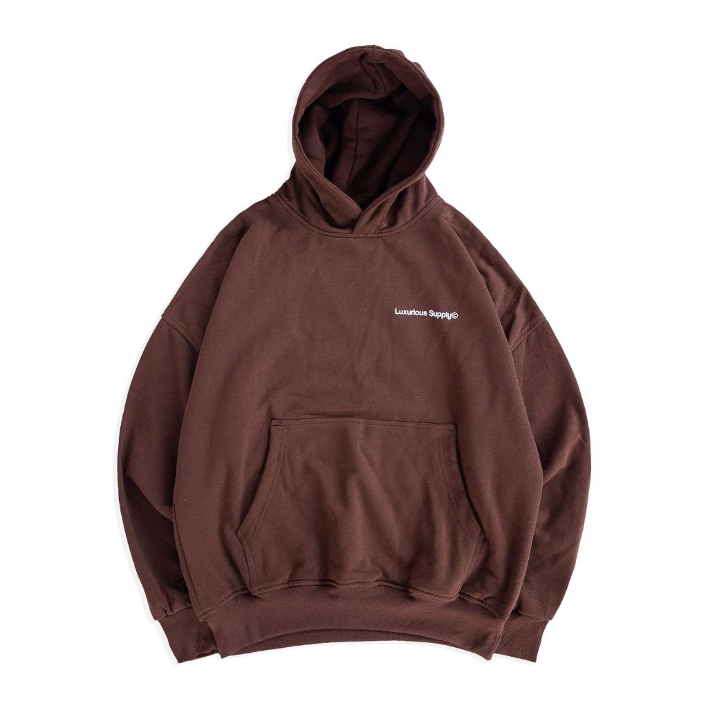 JAKET HOODIE GRAPHIC BROWN LXCASUAL 'LOGO LUXURIOUS SUPPLY ' [HD_6599]