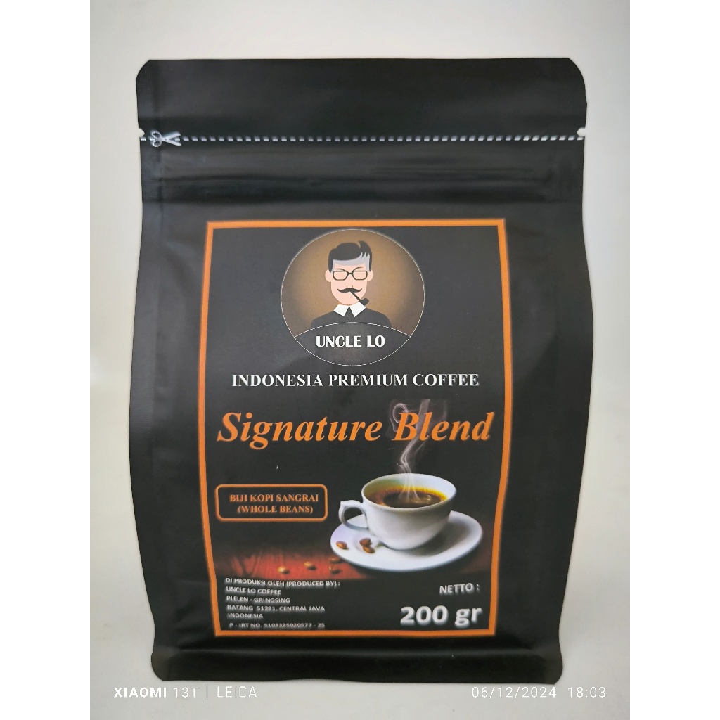 

ROAST BEAN BIJI KOPI SANGRAI "SIGNATURE BLEND" UNCLE LO - 200 gr