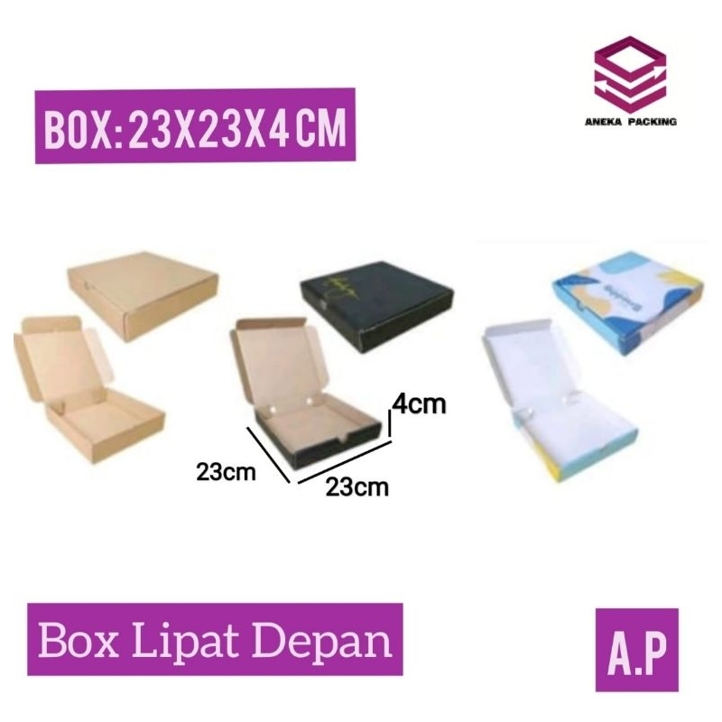 

Box 23x23x4 cm (Lipat Depan)/Kardus/Hampers/Pizza/Baju/Packing