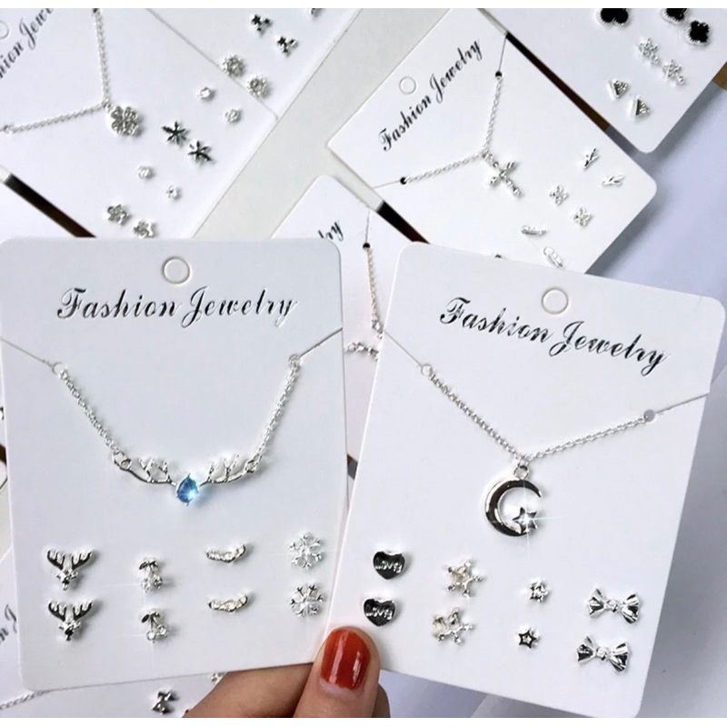 Kalung Anting Set / Kalung Anting Set Fashion Wanita Korea Aksesoris Murah / Aksesoris Kalung Anting