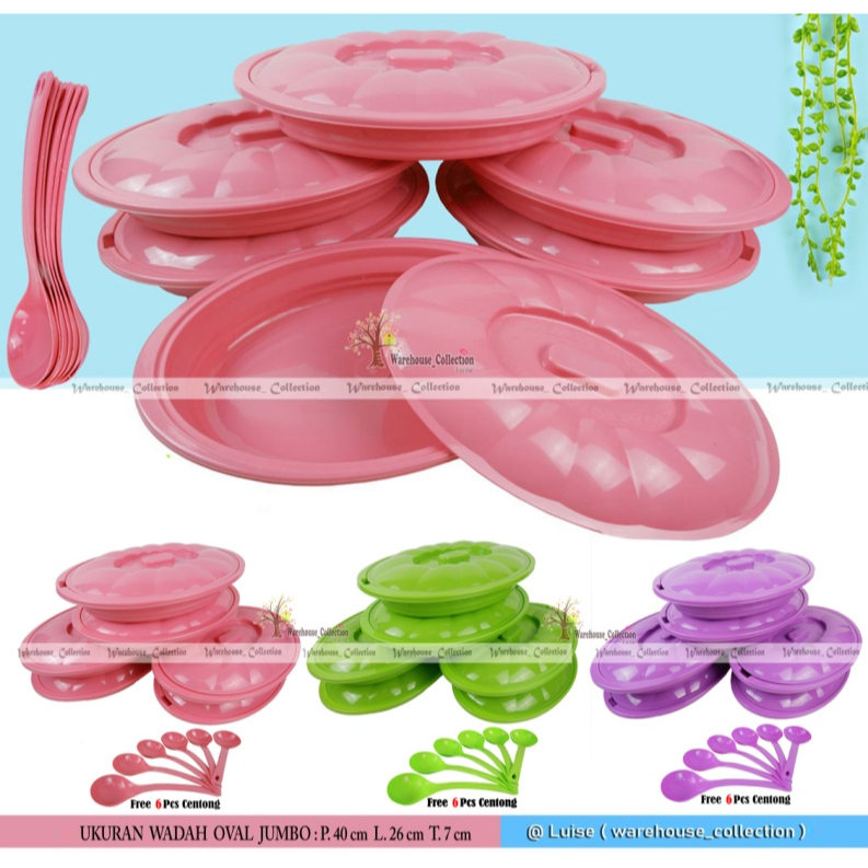 Basi Prasmanan Oval Jumbo Set 6 In 1 + Sendok Sayur // Wadah Sayur Panjang 40 Cm Lebar 17Cm Jumbo