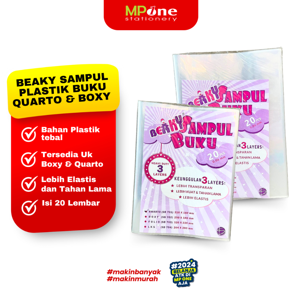 

(1pack) Beaky Sampul Buku OPP Plastik Ukuran Quarto/Boxy Isi 20Lembar / Sampul Buku Tulis Plastik Tebal 20s