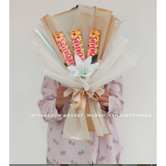 Buket 3 Colat Silverqueen Kertas Warna Coklat Putih
