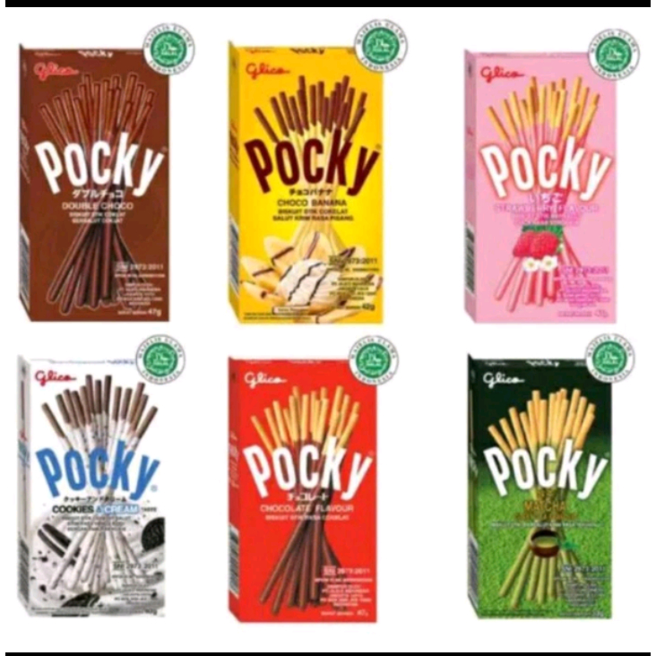 

biskuit pocky stik renceng isi 10pcs x 47gr sn almond cookies cream chocolate flavour strawberry