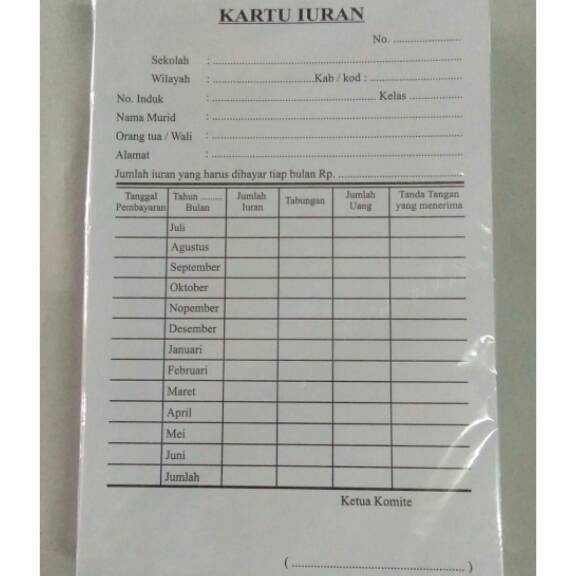 

KI3 Kartu Iuran Siswa Bayaran Sekolah SPP BP3