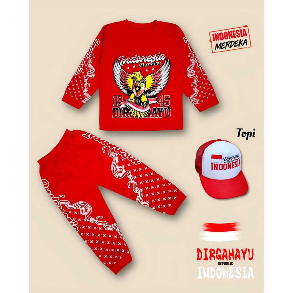 BAJU 17 AGUSTUSAN ANAK UNISEX BAJU GARUDA MERAH PUTIH SETELAN