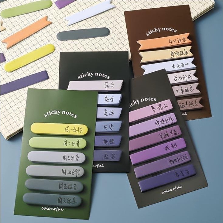 

JAEMIPURPLE | Sticky Note Gradiasi 6in1 Tempelan Kertas Catatan 120 Lembar Kertas Notes Morandi Warna Gradasi Label Indeks Kertas Deco Colourfull