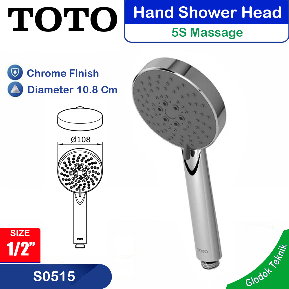 Toto Hand Shower head Kepala hand shower S0515 5s massage chrome