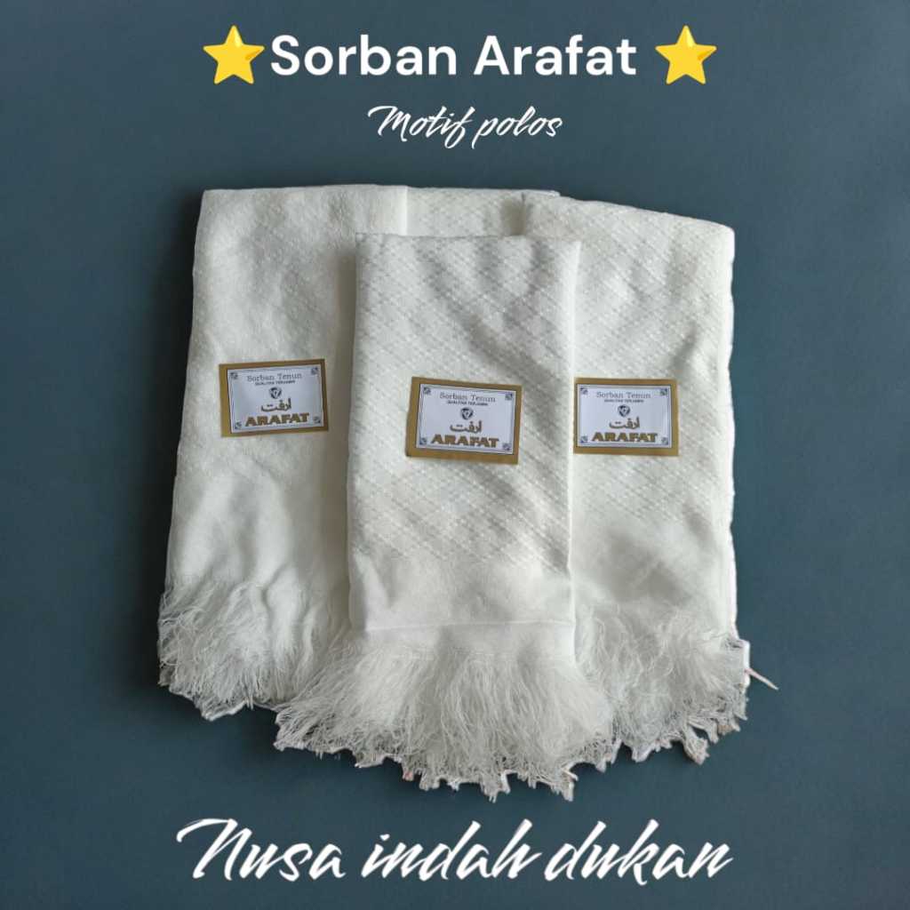 surban sorban tenun arafat motif polos putih syal premium souvenir umroh