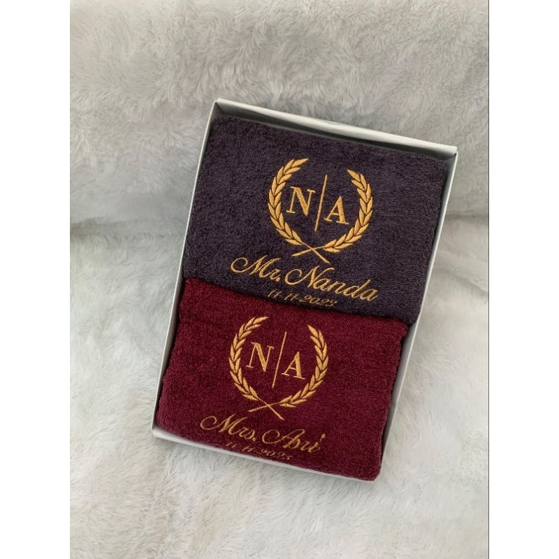 Handuk wedding couple custom ~