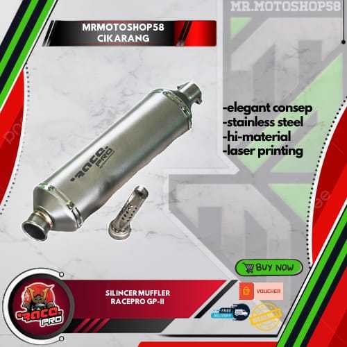 KNALPOT RACEPRO GP-2 STAINLESS | RACEPRO GP2 STAINLESS | RACEPRO GP2 - SILINCER ONLY