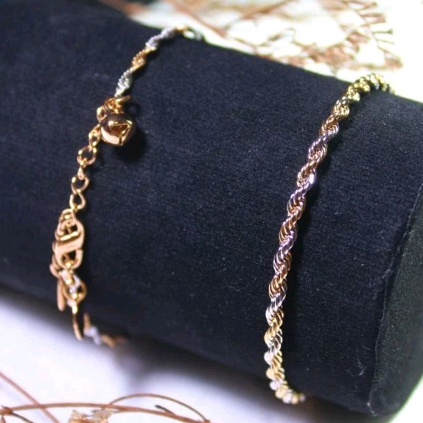 Gelang Rantai / Gelang Tambang Xuping Model Rantai / Tambang Pelintir 2 Warna (Gold, Silver) Perhias