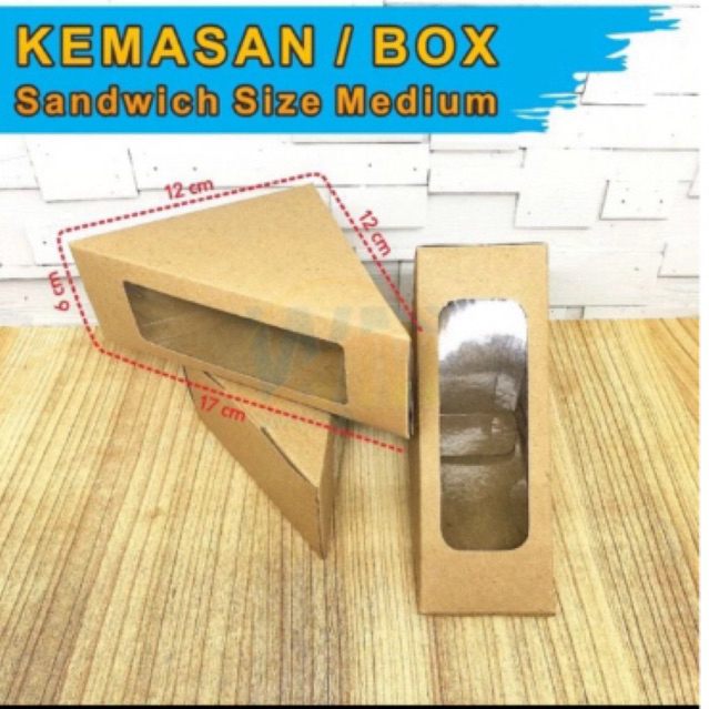 

Kotak Sandwich Kraft Isi 10pcs / Kotak segitiga/ Kotak sando/Kotak Sandwich Jendela