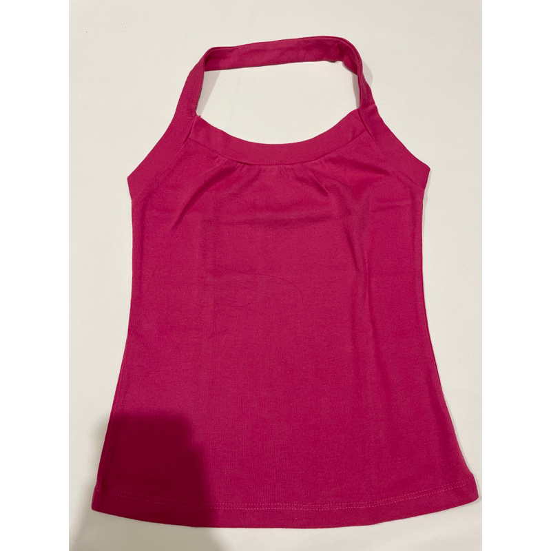Preloved halter neck tank top pink atasan wanita kutungan baju dugem