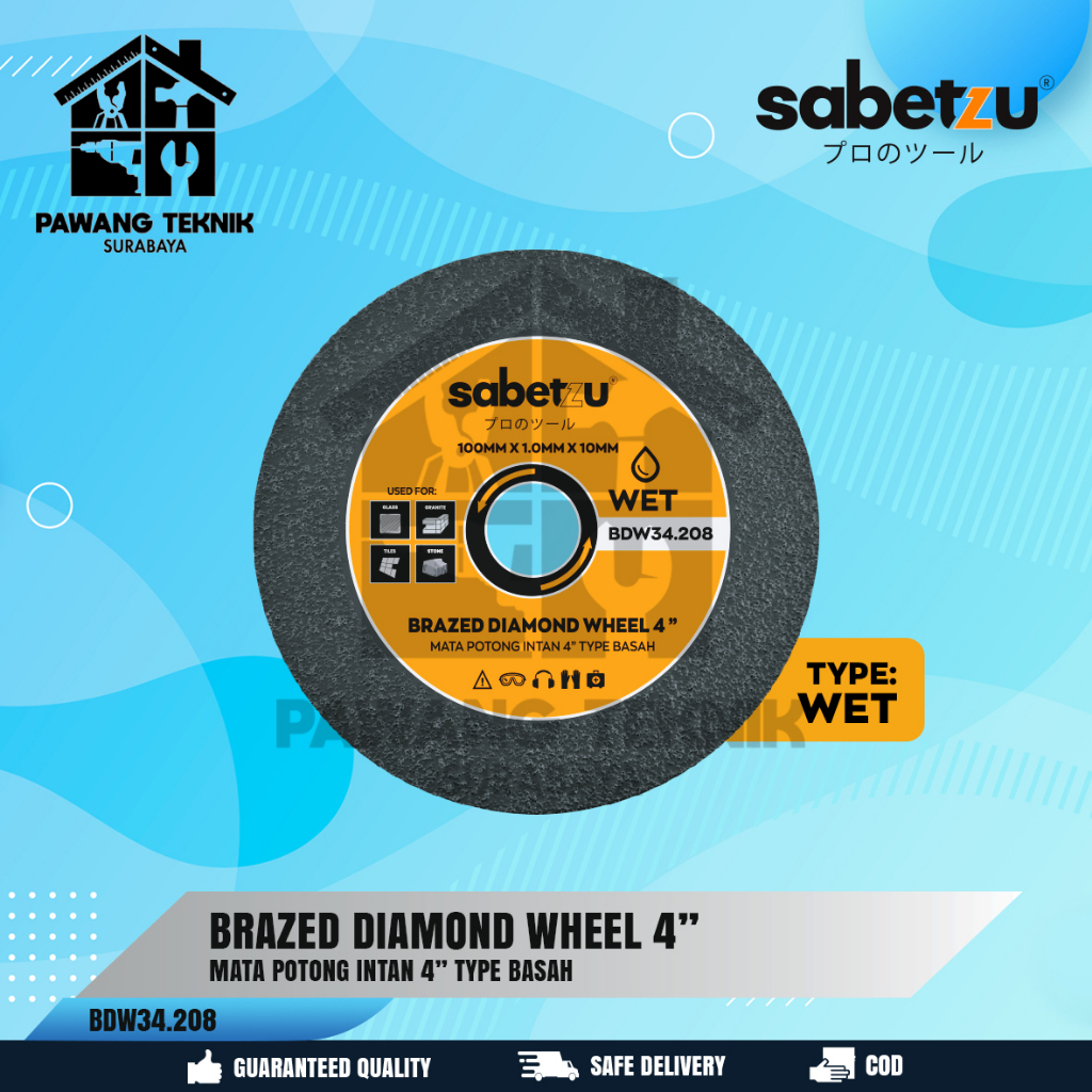 Sabetzu Diamond Wheel Mata Pisau Potong Intan Granit Keramik Kaca Lantai Marmer Batu 4" Wet 100MM - 