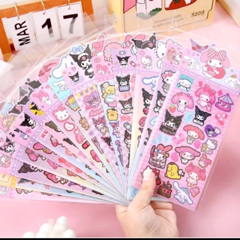 

Stiker timbul 3D karakter / Stiker Timbul / Stiker SANRIO Glitter timbul / Stiker Hello Kitty, Kuromi, Melody