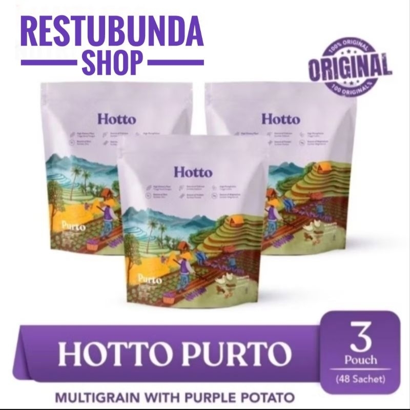 

HOTTO PURTO 3 POUCH (48 Sachet) Multigrain with Purple Potato Original BPOM