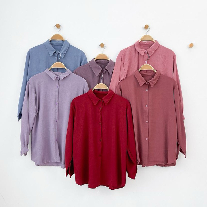 KEMEJA POLOS WANITA CRINKLE AIRFLOW BAJU KEMEJA WANITA LENGAN PANJANG CRINKLE KEMEJA CRINKLE POLOS B