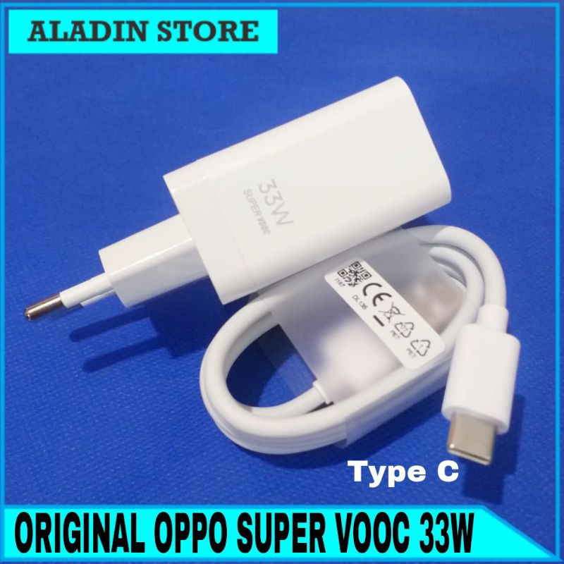 Charger Oppo SUPER VOOC 33 Watt ORIGINAL 100% HP Oppo A57 2022 Oppo A74 A76 Casan Ori Oppo USB Type 