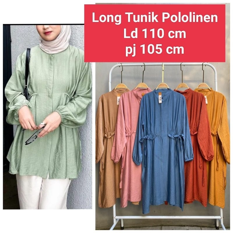 BAmode - ATASAN WANITA/TUNIK TALI PINGGANG/ATASAN MUSLIMAH/TUNIK POLOLINEN/TUNIK TERBARU