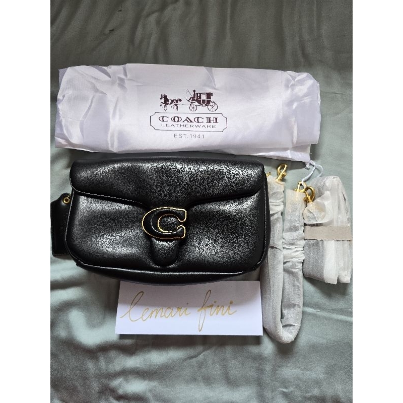 Tas kulit C*oach tabby pillow hitam