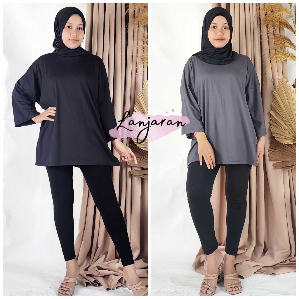 Top Deloza Oversized Tangan Balon Blouse Kaos Polos Wanita Jumbo