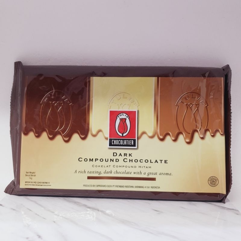 

Coklat Batang 1Kg Tulip Dark Compound Chocolate(DCC) 1Kg repack/Coklat Batang Tulip 1Kg