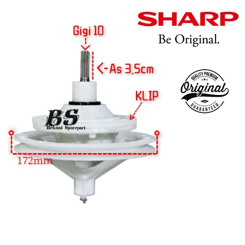 [SHARP ES-T95CR] Gearbox Mesin Cuci Sharp ES-T95CR 2 Tabung Gerigi 10