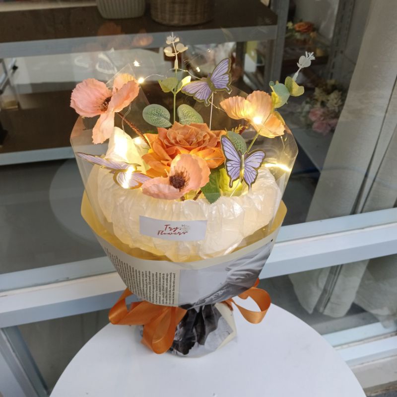 buket bunga lampu /buket korea /bucket bunga lampu kekinian bucket wisuda