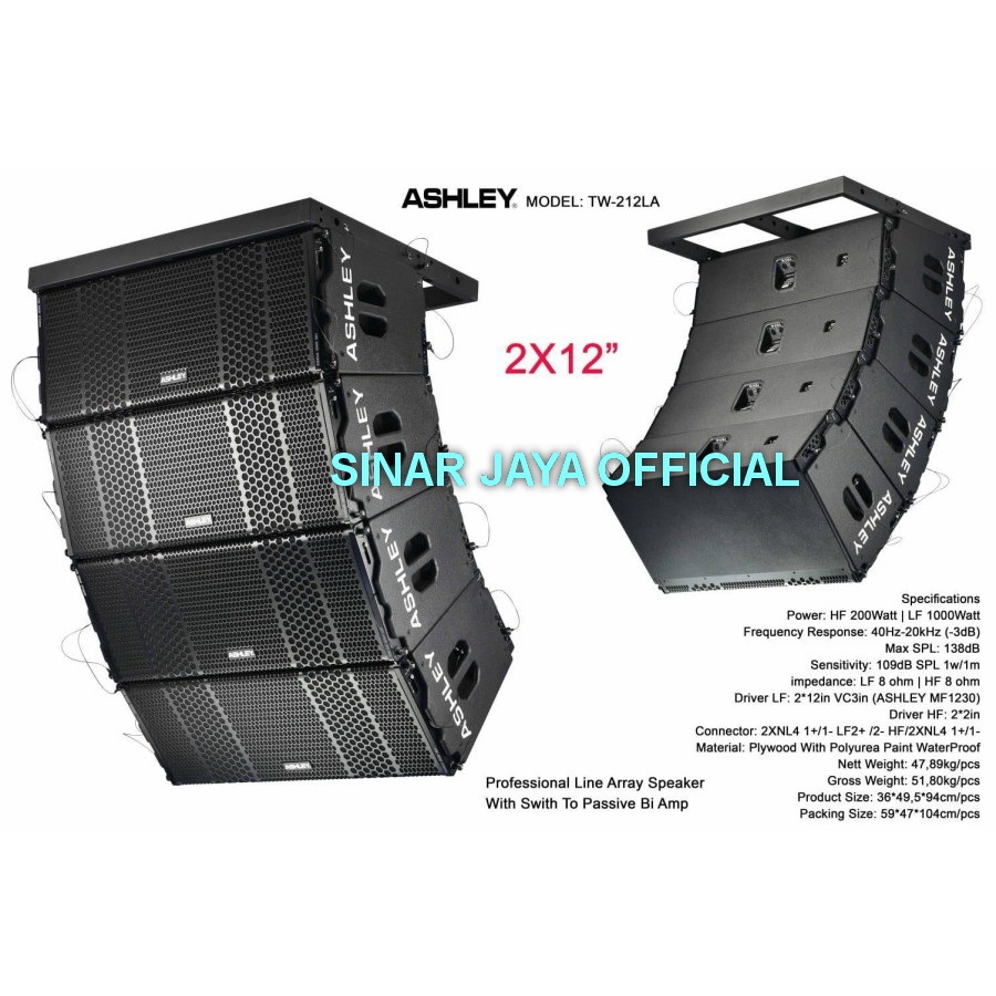 Speaker Line Array ASHLEY TW 212 LA TW212LA ORIGINAL 2 X 12 INCH TW212