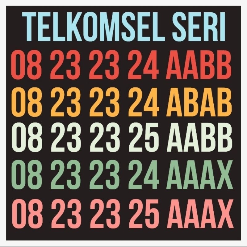 Nomor cantik telkomsel ABAB / AABB / AAAX