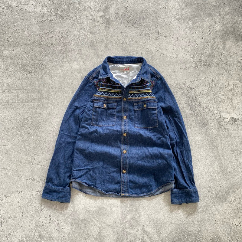 Titicaca Denim Navajo Embroidery Shirt