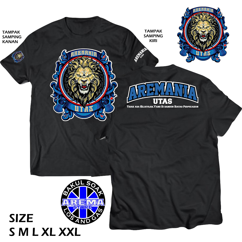 aremafcstore kaos arema kaos aremania utas warna putih biru hitam size s m l xl