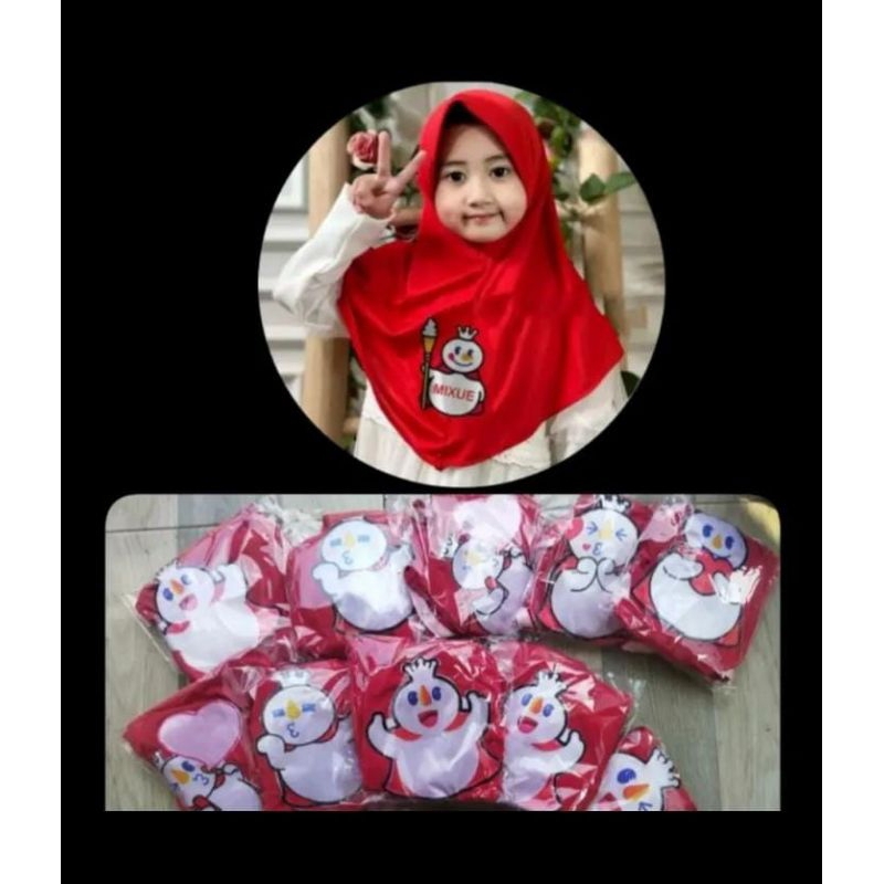 BERGO ANAK HIJAB ANAK MIXUE KHUSUS MERAH 100 RIBU 5 PCS