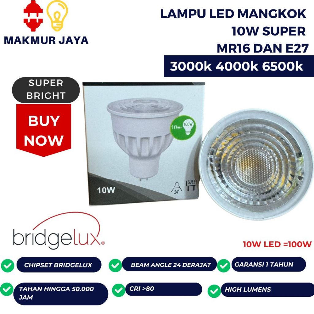 Lampu Halogen LED 10W MR 16 Spot Sorot 10 Watt MR16 Tusuk 10Watt Lampu Halogen LED MR16 10W 10 Watt 