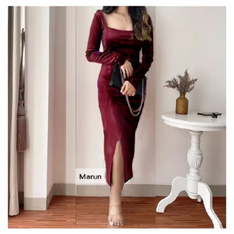 Dress Velvet Bludru Aiko