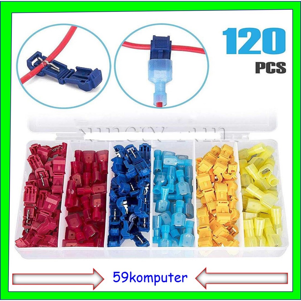 Terminal Sambungan Kabel Listrik Cabang T-Tap 120 PCS Konektor Penyambung Kabel Listrik Quick Self-S