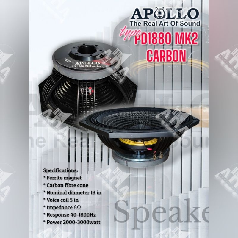 Komponen Speaker 18 IN APOLLO PD1880MK2 PD1880 MK2 PD CARBON Double Damper 1880 2000W VC5