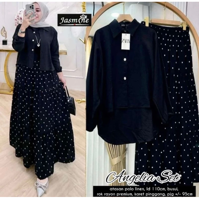 SET POLKADOT RAYON MIX CRINKLE // SET ROK MOTIF RAYON MIX CRINKLE // SETELAN KOMBINASI POLOS MOTIF /