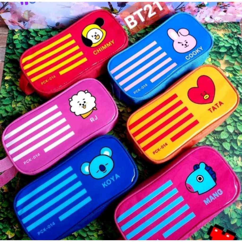 

Pencase Garis BT21 Tempat Pensil Kotak Alat Tulis Kpop BTS Pencil Case Tata Mang