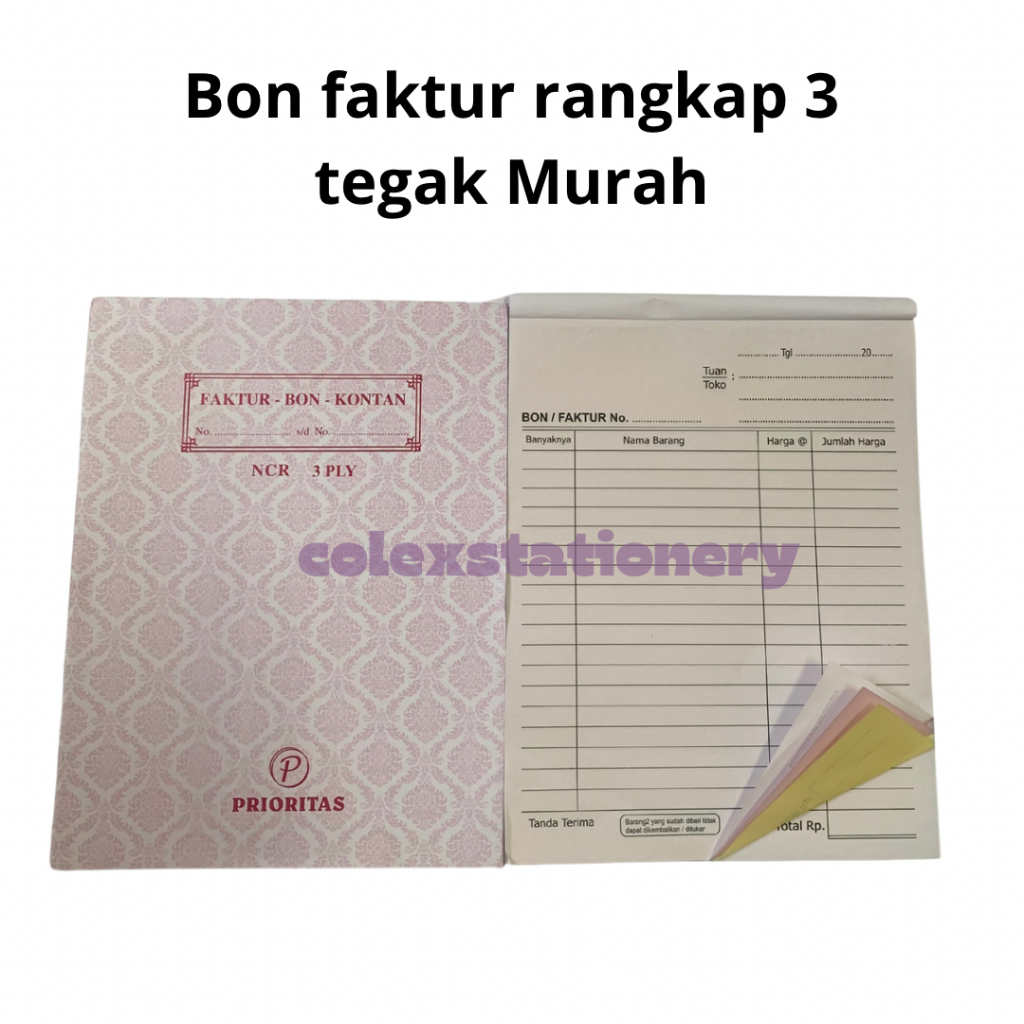 

Bon / Bon Faktur Kontan Murah NCR Rangkap 3 Ply Ukuran Besar Posisi Tegak Prioritas Isi 25 Lembar