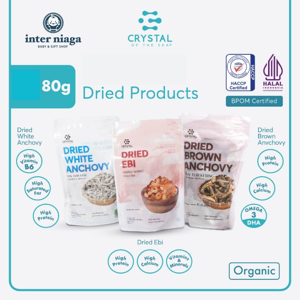 

INTERNIAGA CRYSTAL OF THE SEA - DRIED BROWN/WHITE ANCHOVY / KALDU MPASI BUBUK TERI 80gr