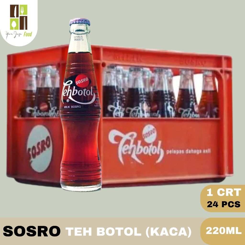 Teh Botol Sosro / Teh Sosro Original / Botol Kaca / Beling / 1 Krat / 24 Pcs 220ML