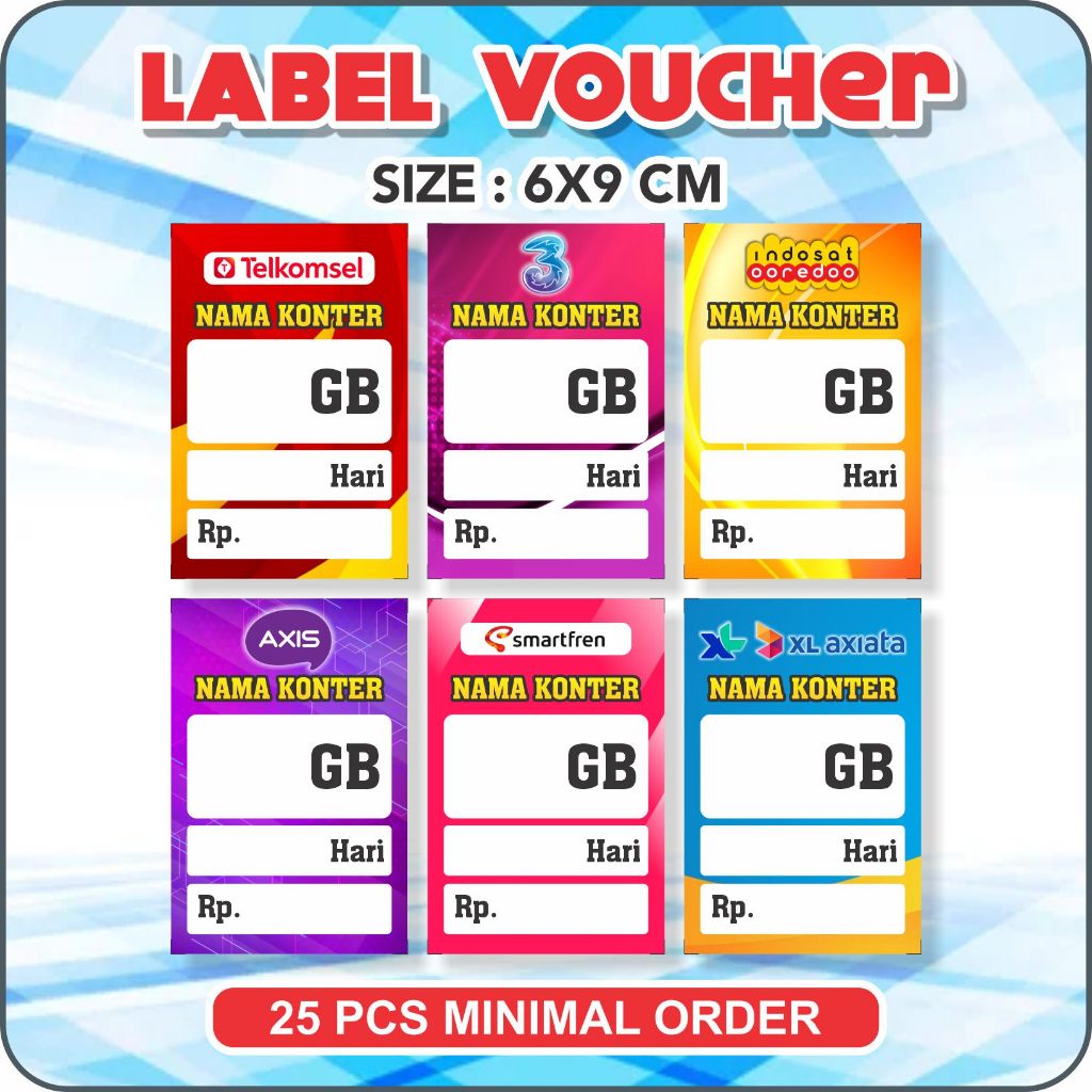 Label voucher Konter Data Kuota Free Custom