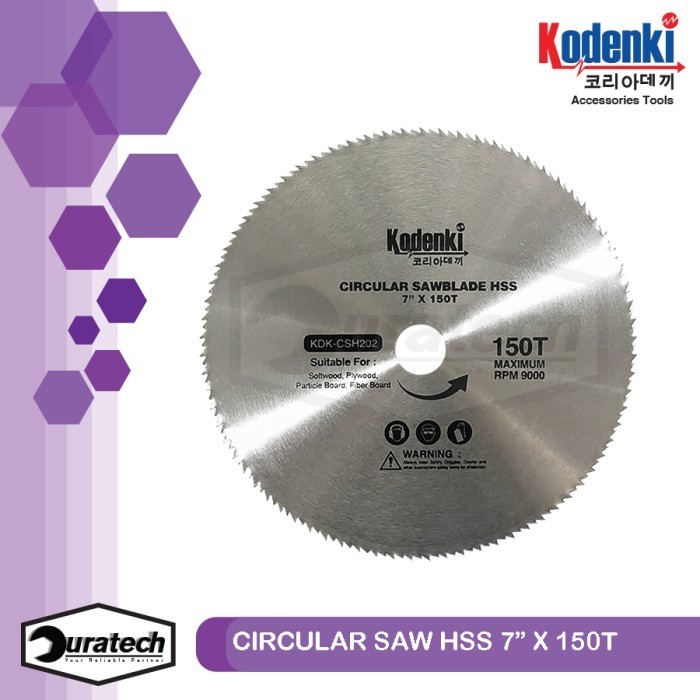 Kodenki Circular Saw Blade 7" x 150T HSS Saw Blade Mata Potong Kayu Triplek Plastik Plywood Pipa PVC