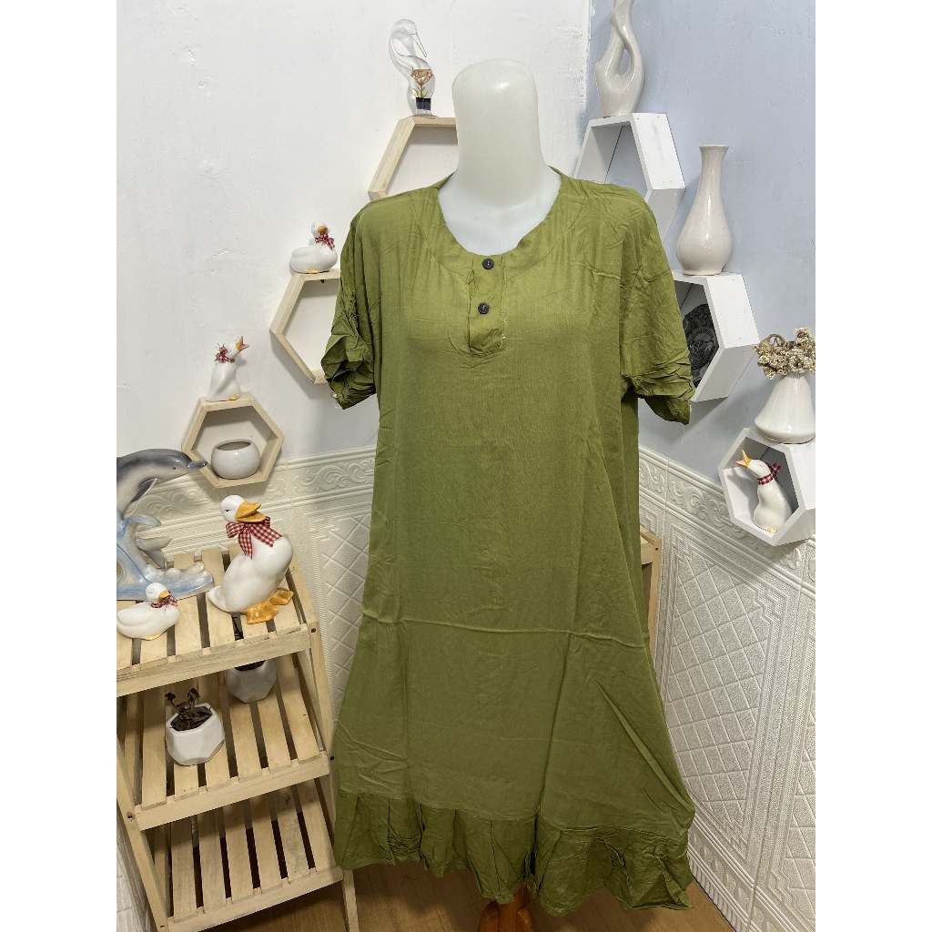 Daster Ruffle Polos Rempel Kancing Busui Rayon Twill