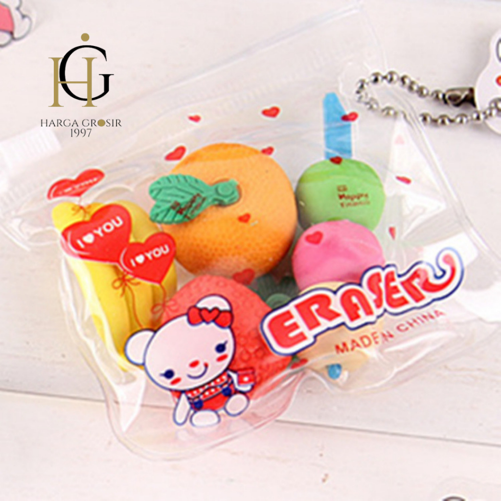 

Pouch bening buah dan sayur-sayuran isi 4 pcs penghapus lucu imut kado unik perlengkapan sekolah termurah terjangkau bisa cod