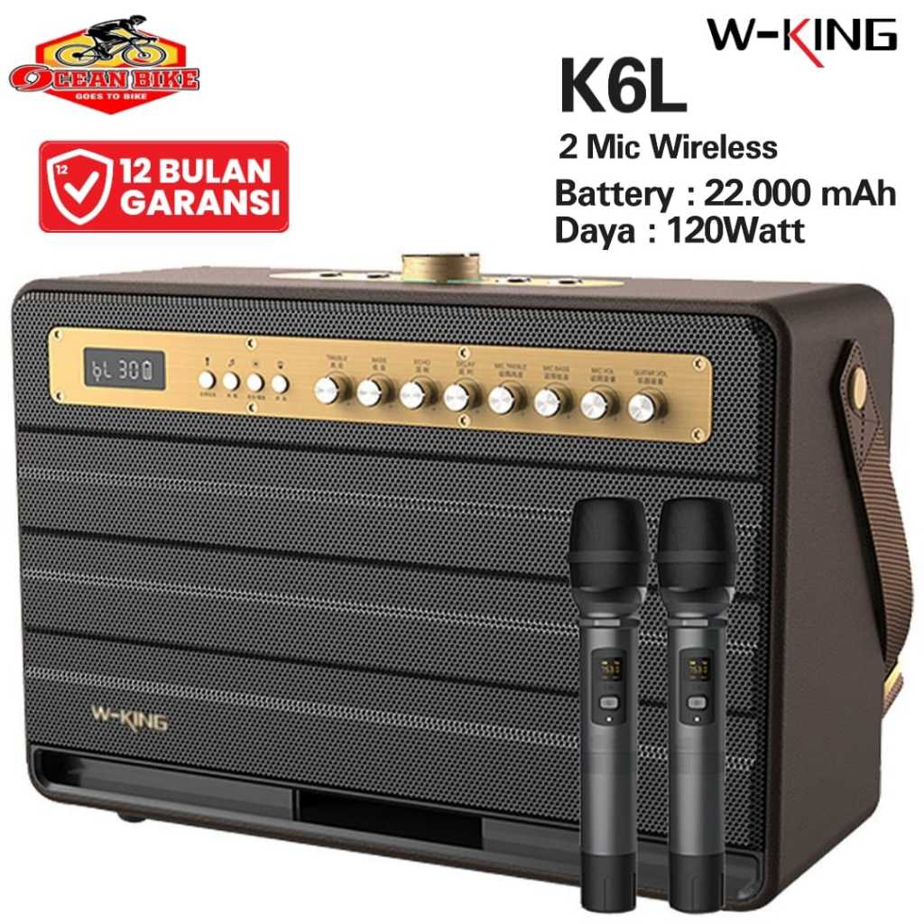 WKING Speaker Bluetooth Karaoke Mic Wireless TWS Super Bass K6L 2 Microphone