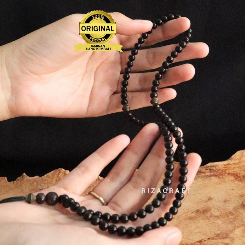 Kalung Tasbih 99 Butir Kayu Kokka Kaokah Khokkah Hitam Butiran Kecil Cowok Cewek